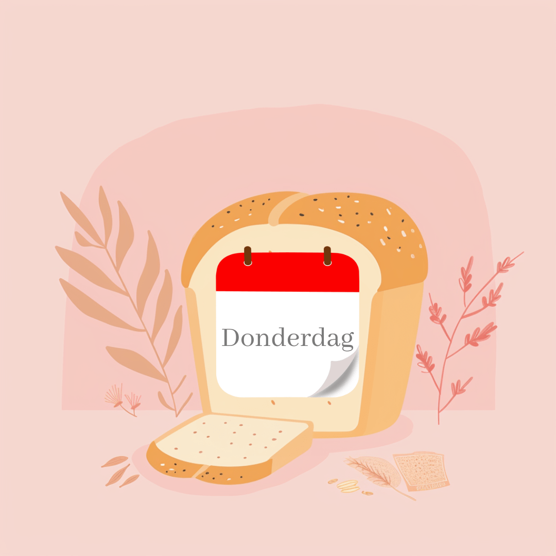 een afbeelding van een brood met een kalender - donderdag